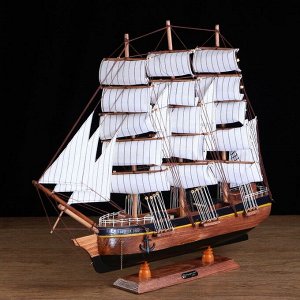 Корабль сувенирный большой «Дейчланд», борта тёмное дерево, паруса белые, 60x12x51 см