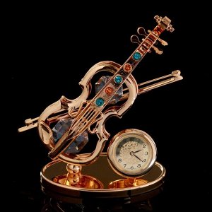 Сувенир с кристаллами Swarovski "Скрипка с часами" 9,5х7,5 см