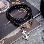 Браслет унисекс &quot;Гравитация&quot; штурвал и якорь, цвет чёрный, 77 см