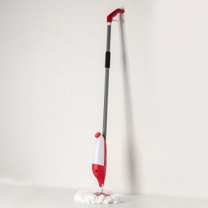 Швабра для мытья пола с распылителем Доляна, насадка из микрофибры 17×17 см, металлическая ручка 129 см, цвет МИКС