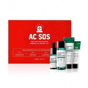 Набор SOME BY MI AHA.BHA.PHA 30 Days Miracle AC SOS Kit: пенка, тонер, сыворотка, крем, ,