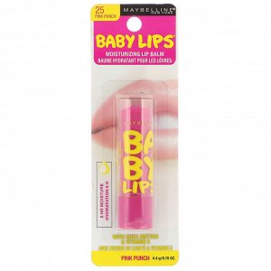 Maybelline, Увлажняющий бальзам для губ Baby Lips, оттенок 25 «Розовый пунш», 4,4 г