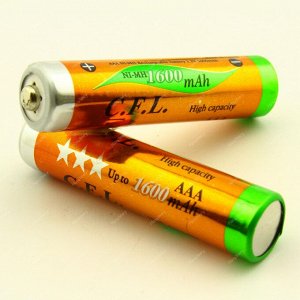 Аккумуляторные батарейки C.F.L - 1.2v - 1600mAh (AAA) (мизинчиковые -  2шт). (1600MAH)