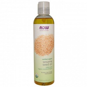 Now Foods, Now Solutions, кунжутное масло, сертифицированный органический продукт, 237 мл