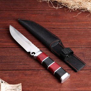 Нож охотничий Мастер К, 25 см, в чехле, полосы на рукояти