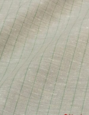 Полулен пестротканый "Зеленая полоска на сером меланже" 1.5 м, лен-57%, хлопок-43%, пл.150 гр/м.кв