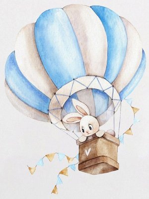 Пеленка-кокон "Зайка на воздушном шаре" с шапочкой