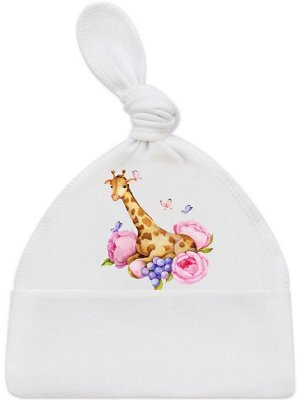 Пеленка-кокон "Жираф в цветах" с шапочкой