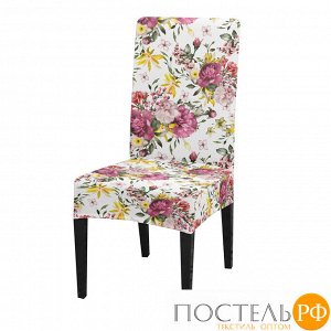 ЧХТР080-13258 Чехол на стул, универсальный, софттач, "Букет цветов и трав", 40 см.