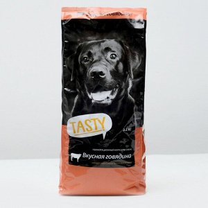 СуXой корм Tasty для собак, говядина, 2,2 кг