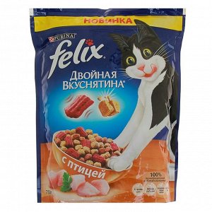 Сухой корм FELIX "Двойная вкуснятина" для кошек, птица, 750 г