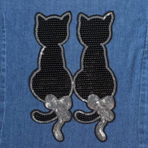 Термоаппликация «Коты», с пайетками, 14,5 - 21,5 см, цвет чёрный