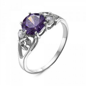 Серебряное кольцо с фиолетовым фианитом - 1225