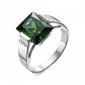 Серебряное кольцо с фианитом зеленого цвета - 1214