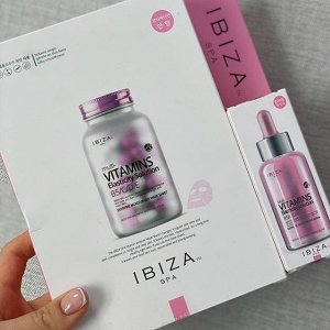 IBIZA SPA Set Multi-Vitamins Elasticity Solution Ampoule Serum Тройная мультивитаминная сыворотка 30 мл + маска 10 шт