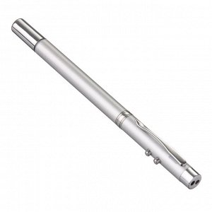 ЧИНГИСХАН Ручка - выдвижная указка, магнит, 1 LED + лазер, 3xLR41, пластик, металл, 18х3,5см