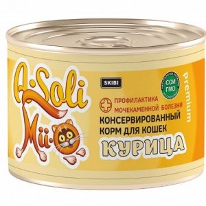 A-Soli Mii-O конс. для кошек Премиум "Курица проф. МКБ" ж/б 325г *30
