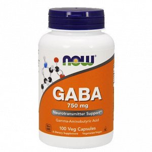 ГАМК NOW GABA 750мг - 100 капс
