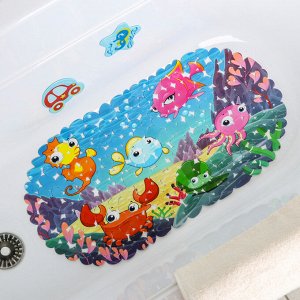 SPA-коврик для ванны на присосках Доляна «Яркие рыбы», 35x68 см, галька