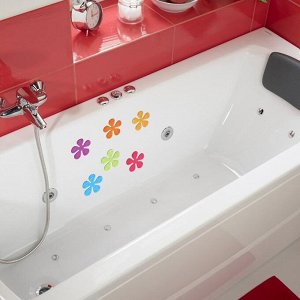 Набор мини-ковриков для ванны Доляна «Цветочек», 10,5?10,5 см, 6 шт, цвет МИКС