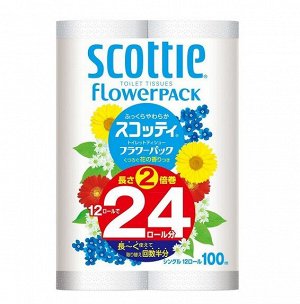 Мягкая туалетная бумага особоплотной намотки, Crecia "Scottie FlowerPACK 2", однослойная 12 рул (100м)