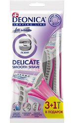 Deonica  FOR WOMEN Бритва безопасная 3 лезвия одноразовая  3+1шт в подарок/10/03582 1