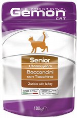 Gemon Cat Pouch паучи для пожилых кошек кусочки индейки 100г