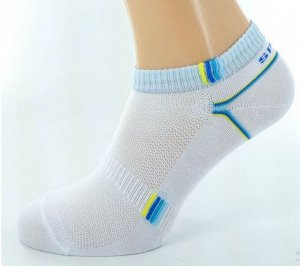 Спортивные укороченные носки, бел/голубой