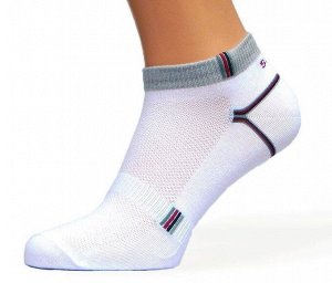 Спортивные укороченные носки, бел/серый
