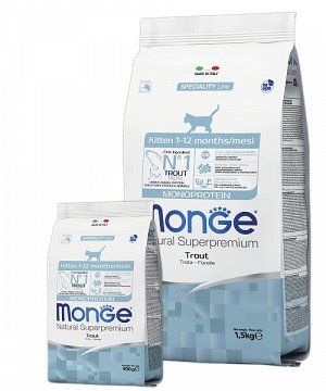 Сухой корм Monge Cat Speciality Line Monoprotein для котят и беременных кошек, из форели 400 г