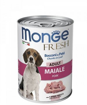 Monge Dog Fresh Chunks in Loaf консервы для собак мясной рулет свинина 400г
