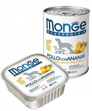 Monge Dog Monoprotein Fruits консервы для собак паштет из курицы с ананасом 150г