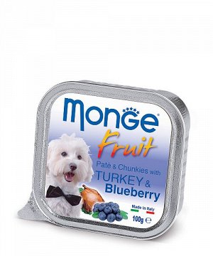 Monge Dog Fruit консервы для собак индейка с черникой 100г