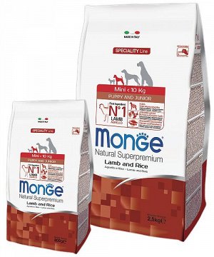 Monge Dog Speciality Mini корм для щенков мелких пород с ягненком и рисом 2,5 кг