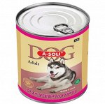 A-Soli Dog Adult конс. для собак фарш в желе &quot;Ливер&quot; ж/б 840г *8