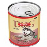 A-Soli Dog Adult конс. для собак фарш в желе &quot;Мясо птицы&quot; ж/б 840г *8