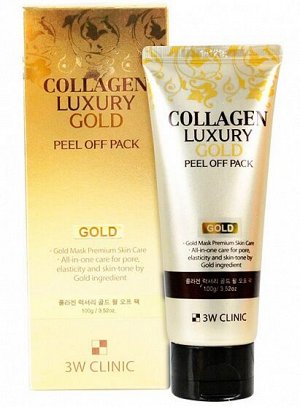 3W CLINIC Золотая маска-пленка для лица Collagen&Luxury Gold, 100 мл