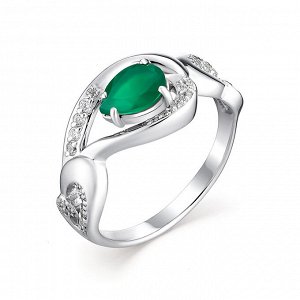 Серебряное кольцо с агатом зеленым 01-0863/00АГ-00