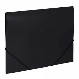 Папка на резинках BRAUBERG “Office“, черная, до 300 листов, 500 мкм, 227713