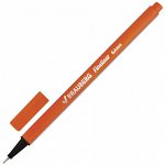 Ручка капиллярная (линер) BRAUBERG &quot;Aero&quot;, ОРАНЖЕВАЯ, трехгранная, металлический наконечник, линия письма 0,4 мм, 142249