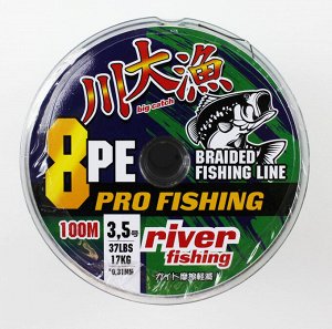Плетеный шнур Pro Fishing №3.5 (100м, 37Lb, 17кг, 0,31мм, 8PE, green)