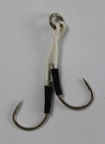 Ассист-хук JpFishing Twin Hook №20 (1шт, with ring, silver)