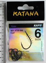 Крючок №6 Cottus Katana (5 шт, с кормушкой, на карпа)