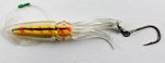 Каракатица оснащенная Jpfishing 4.5&quot; (желтый с оранжевыми полосками, крючок с верт №17)