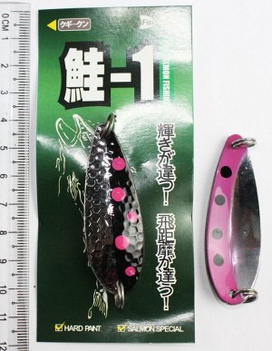 Блесна-колебалка Fish Leaque(20гр, серебро, черная полоса, розовые точки, серебряная полоса)