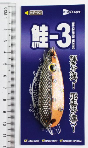 Блесна-колебалка Fish Leaque-1 (16гр, оранжево-серебряная половина, черные точки, блестки, глаз)