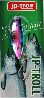 Блесна Jp-Troll E-chip №2.2 (голубая, розовая полоса, крючок  №1 вертлюг)