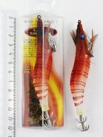 Кальмарница Lang (3гр, 11.5см, красная голова, белое брюхо, красные полосы, синий глаз)