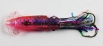 Каракатица оснащенная 4.5&quot; (кр, розовая прозрачная синие точки, мишура, два крючка № 17 и № 18 с вертлюгом)