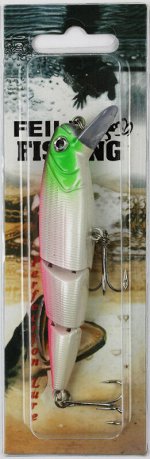 Воблер Feile Fishing (15гр, 10см, crank, чер-розовая спина, белый, зел голова)